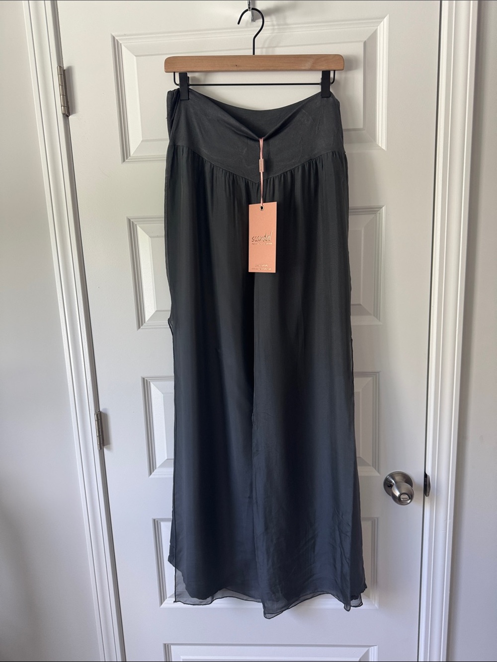 Elegant Black Maxi Skirt with V-Waistband